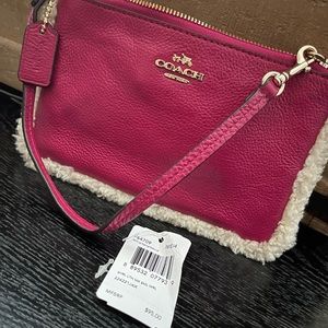 Authentic Coach Wristlet - Pink Shearling Leather  - Vintage 10+yrs old